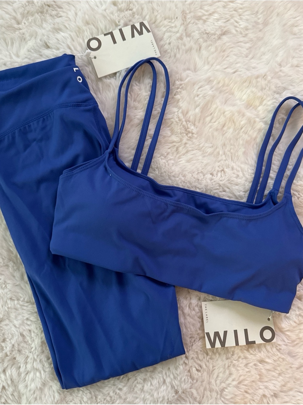 Wilo Cobalt Blue Double Layered Sports Bra & Legging Workout Set